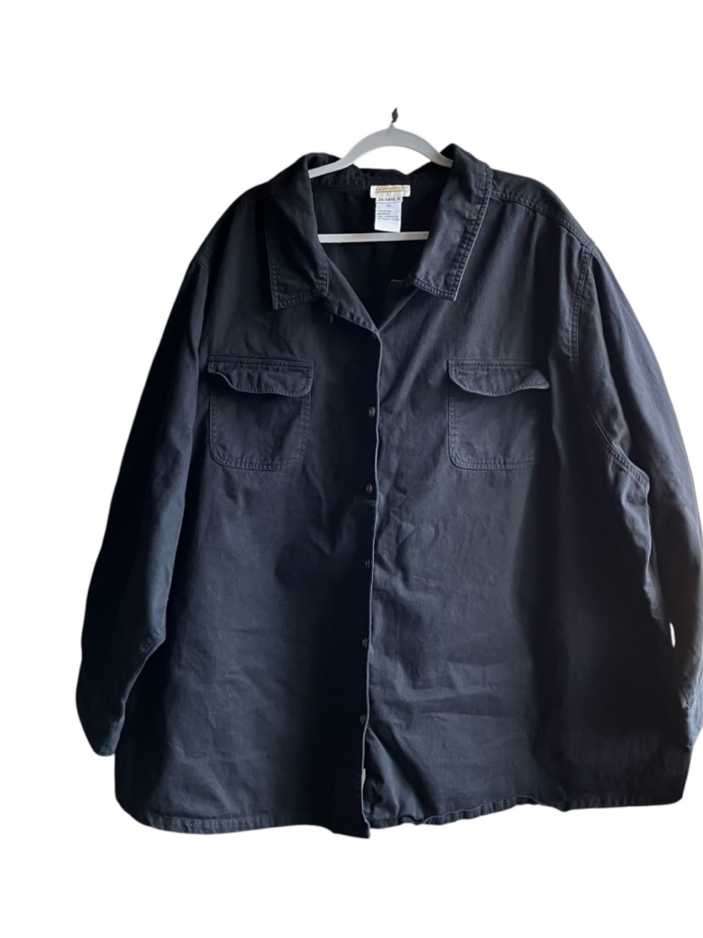Roaman’s Men’s Black Button-Front Utility Long Sleeve Shirt - Size 6X